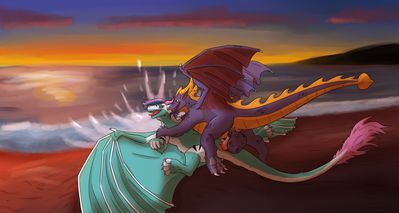 Sex on the Beach
art by softscales
Keywords: videogame;spyro_the_dragon;spyro;dragon;dragoness;male;female;feral;M/F;penis;missionary;vaginal_penetration;beach;softscales