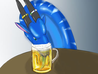 Birthday Beer
art by sonariss
Keywords: dragon;male;feral;solo;non-adult;sonariss
