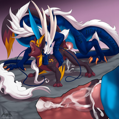 Geminii x Zuroan
art by sonsasu
Keywords: dragon;male;feral;M/M;penis;hemipenis;from_behind;anal;double_penetration;internal;closeup;spooge;sonsasu