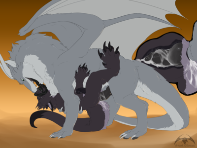 Kaelith and Sovy
art by sonsasu
Keywords: dragon;feral;furry;otter;hybrid;anthro;male;M/M;penis;missionary;anal;internal;spooge;sonsasu