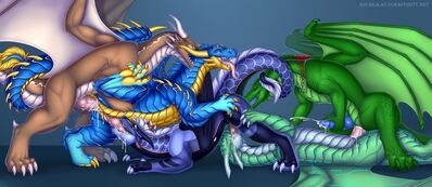 Dragon Orgy
art by sovaka
Keywords: dragon;male;feral;M/M;threeway;spitroast;penis;cowgirl;from_behind;anal;oral;masturbaton;spooge;sovaka