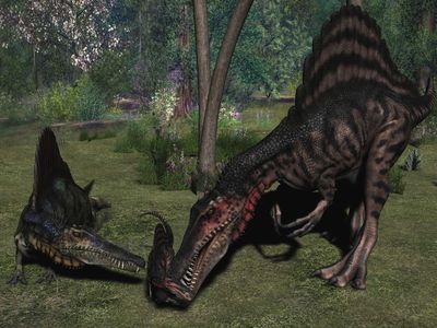 Spinosaur Family
art by spino2006
Keywords: dinosaur;theropod;spinosaurus;male;female;hatchling;feral;non-adult;cgi;spino2006