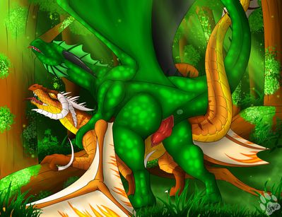 Mating Dragons
art by spirit_dancer
Keywords: dragon;dragoness;male;female;feral;M/F;penis;from_behind;vaginal_penetration;spirit_dancer