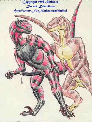 Gay Raptors
art by ssthisto
Keywords: dinosaur;theropod;raptor;deinonychus;male;anthro;M/M;penis;spooge;suggestive;ssthisto