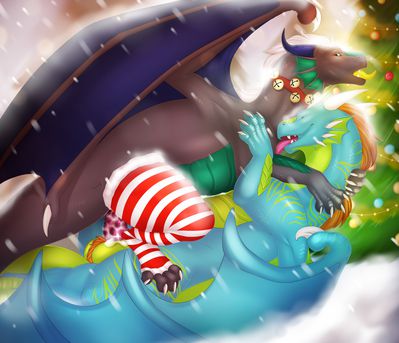 Holiday Drakes
art by staffkira2891
Keywords: dragon;male;feral;M/M;penis;cowgirl;anal;spooge;holiday;staffkira2891