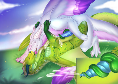 Green Wrap (Wings_of_Fire)
art by staffkira2891
Keywords: wings_of_fire;leafwing;rainwing;hybrid;dragon;male;feral;M/M;penis;missionary;masturbation;ejaculation;spooge;staffkira2891