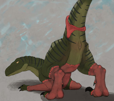 Charlie the Raptor
art by stardragon102
Keywords: jurassic_world;dinosaur;theropod;raptor;deinonychus;charlie;female;feral;solo;presenting;cloaca;spooge;lingerie;stardragon102