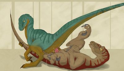 Raptor Ride
art by stardragon102
Keywords: dinosaur;theropod;raptor;deinonychus;male;female;feral;M/F;penis;cloacal_penetration;reverse_cowgirl;spooge;stardragon102
