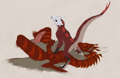 Dragon and Lizard
art by stardragon102
Keywords: dragon;lizard;male;female;feral;M/F;penis;cloaca;69;oral;spooge;stardragon102