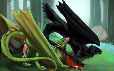 Toothless and Sillicas
art by stardragon102
Keywords: how_to_train_your_dragon;httyd;night_fury;toothless;dragon;male;feral;M/M;penis;oral;spooge;stardragon102
