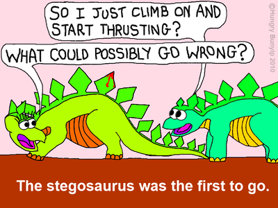 The First To Go
unknown artist
Keywords: dinosaur;stegosaurus;male;female;anthro;M/F;from_behind;humor