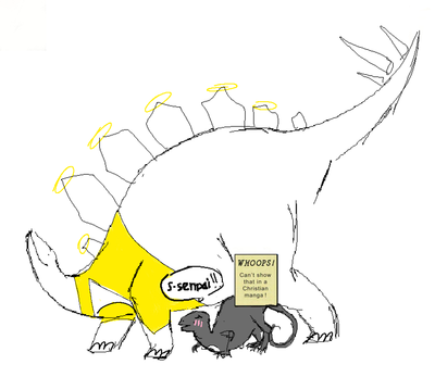 Stegosaur Sex Lulz
unknown artist
Keywords: dinosaur;stegosaurus;theropod;raptor;male;female;anthro;M/F;from_behind;humor;meme