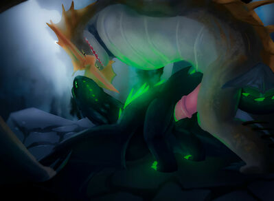 Cloudjumper and Strikey
art by StrikerNF
Keywords: how_to_train_your_dragon;httyd;night_fury;stormcutter;cloudjumper;dragon;dragoness;wyvern;male;female;feral;M/F;penis;from_behind;vaginal_penetration;StrikerNF