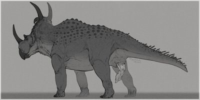 Spinops
art by stygimoloch
Keywords: dinosaur;ceratopsid;spinops;male;feral;solo;penis;stygimoloch