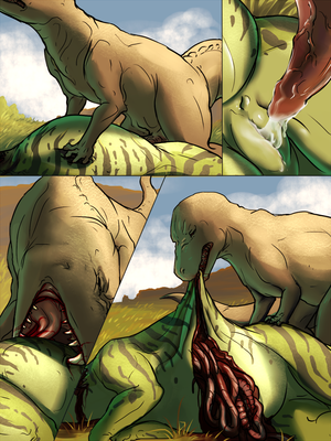 Tyrannosaur and Hypacrosaurus 3
art by styxandstoned
Keywords: comic;dinosaur;theropod;tyrannosaurus_rex;trex;hadrosaur;hypacrosaurus;male;female;feral;M/F;penis;vagina;from_behind;vaginal_penetration;closeup;necro;vore;spooge;styxandstoned