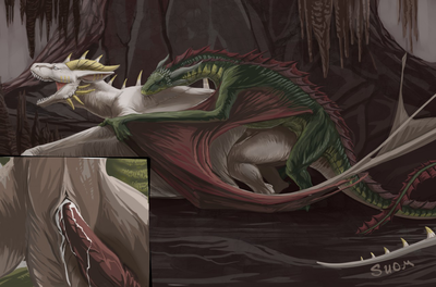 Ivalera and Rhaegal Mating (closeup)
art by suom
Keywords: game_of_thrones;dragon;dragoness;wyvern;rhaegal;male;female;feral;M/F;penis;from_behind;vaginal_penetration;closeup;spooge;suom