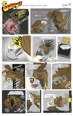 Sawyer and the Vulture Love Nest 3
art by haliaeetus or moisteaglevent
Keywords: comic;eagle;vulture;male;feral;M/M;cloaca;from_behind;fingering;closeup;spooge;haliaeetus;MoistEagleVent