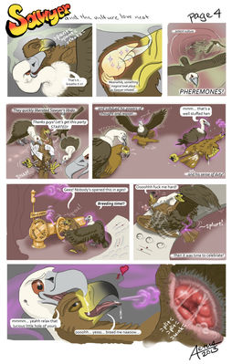 Sawyer and the Vulture Love Nest 4
art by haliaeetus or moisteaglevent
Keywords: comic;eagle;vulture;male;feral;M/M;cloaca;from_behind;reverse_cowgirl;internal;spooge;haliaeetus;MoistEagleVent
