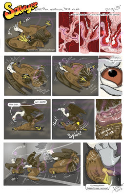 Sawyer and the Vulture Love Nest 5
art by haliaeetus or moisteaglevent
Keywords: comic;eagle;vulture;male;feral;M/M;cloaca;from_behind;reverse_cowgirl;internal;spooge;haliaeetus;MoistEagleVent