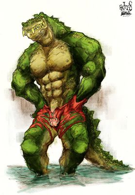 Swamp Beast
art by aokmaidu
Keywords: crocodilian;alligator;male;anthro;solo;penis;aokmaidu