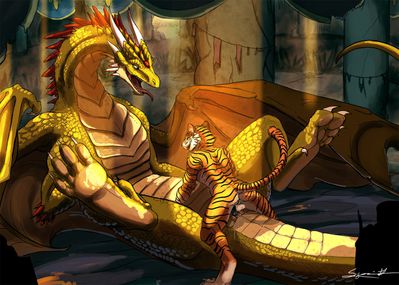 Partran Tiger
art by syrinoth
Keywords: dragoness;female;feral;furry;feline;tiger;male;anthro;M/F;penis;missionary;cloacal_penetration;spooge;syrinoth