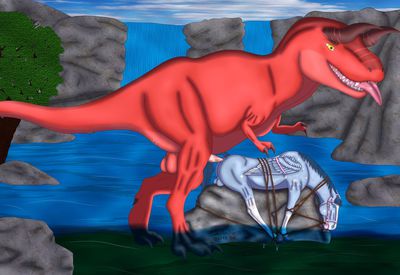 Fun on the Waterfall
art by szello18
Keywords: dinosaur;theropod;tyrannosaurus_rex;trex;furry;equine;pegasus;male;feral;M/M;bondage;penis;from_behind;anal;szello18