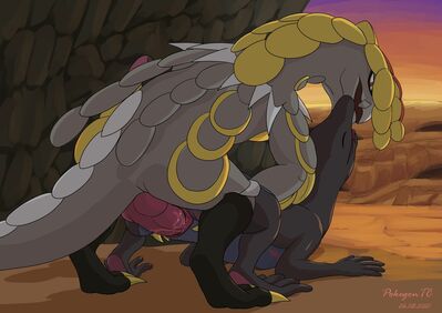 A Nice View For Kommo-o
art by t-ace_juice
Keywords: anime;pokemon;lizard;dragon;salazzle;kommo-o;male;female;anthro;M/F;penis;from_behind;vaginal_penetration;spooge;t-ace_juice