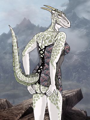 Zawadi colour
art by lokidragon
Keywords: videogame;skyrim;reptile;argonian;female;anthro;breasts;solo;lokidragon