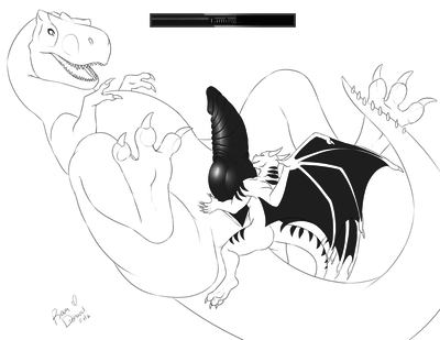Taming a Rex (Male)
art by yaroul
Keywords: videogame;ark_survival_evolved;dinosaur;tyrannosaurus_rex;trex;feral;dragon;anthro;M/M;missionary;penis;macro;anal;yaroul
