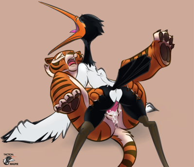 Crane x Tigress 2
art by tactical_magpie
Keywords: cartoon;kung_fu_panda;avian;bird;crane;furry;feline;tigress;master_crane;master_crane;male;female;anthro;breasts;M/F;penis;missionary;vaginal_penetration;spooge;tactical_magpie