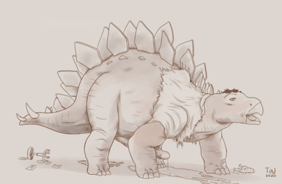 Stegosaur
art by taitora
Keywords: dinosaur;stegosaurus;male;feral;anthro;solo;penis;transformation;spooge;taitora