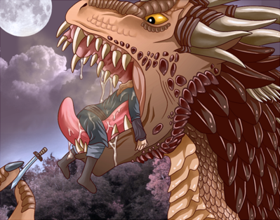Dragon Knight's Defeat
art by tan
Keywords: beast;dragonheart;draco;dragon;feral;human;man;M/M;oral;vore;tan