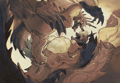 Ibushi and Narwa (Monster_Hunter)
art by tenebscuro
Keywords: videogame;monster_hunter;ibushi;narwa;dragon;dragoness;wyvern;male;female;feral;M/F;penis;missionary;vaginal_penetration;internal;spooge;tenebscuro