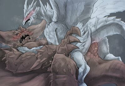 Nergigante and Velkhana
art by tenebscuro
Keywords: videogame;monster_hunter;dragon;dragoness;wyvern;nergigante;velkhana;male;female;feral;M/F;penis;cowgirl;vaginal_penetration;spooge;tenebscuro