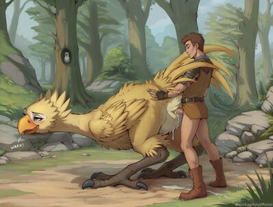 Chocobo Breeding
art by terraraptor
Keywords: beast;videogame;final_fantasy;chocobo;avian;bird;female;feral;human;man;male;M/F;penis;from_behind;cloacal_penetration;spooge;terraraptor