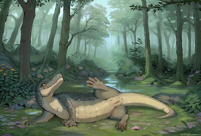 Swamp Gator
art by terraraptor
Keywords: crocodilian;alligator;female;feral;solo;vagina;presenting;terraraptor