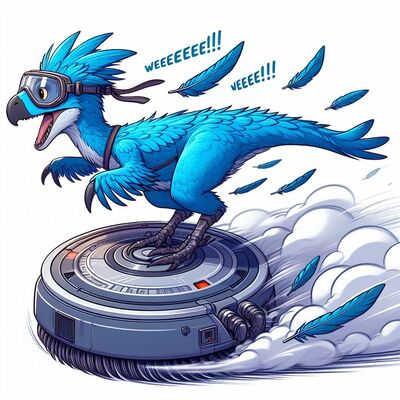 Microraptor and Roomba
art by terraraptor
Keywords: dinosaur;theropod;raptor;microraptor;feral;solo;humor;non-adult;terraraptor