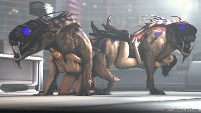 Varren Orgy
art by that_one_tosser
Keywords: beast;videogame;mass_effect;varren;male;feral;human;woman;female;M/F;penis;orgy;from_behind;missionary;cgi;that_one_tosser