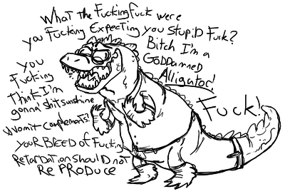 The Angriest Little Alligator
art by jesie
Keywords: crocodilian;alligator;female;anthro;solo;humor;jesie