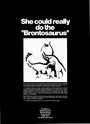 Brontosaurus
vintage advert for "The Move" music album
Keywords: dinosaur;sauropod;brontosaurus;male;female;anthro;M/F;from_behind;humor