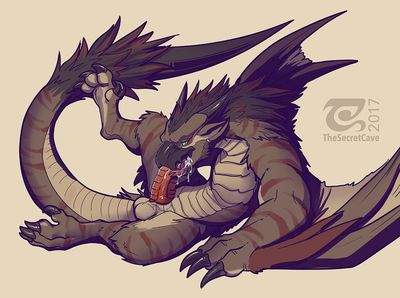 Draca the Nargacuga
art by the_secret_cave
Keywords: videogame;monster_hunter;dragon;wyvern;nargacuga;male;feral;solo;penis;oral;autofellatio;spooge;the_secret_cave