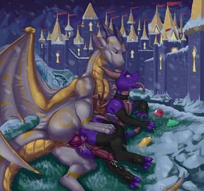 Lautrec and Spyro
art by thejoyfuldragon
Keywords: videogame;spyro_the_dragon;dragon;spyro;male;feral;anthro;M/M;penis;spoons;anal;spooge;thejoyfuldragon