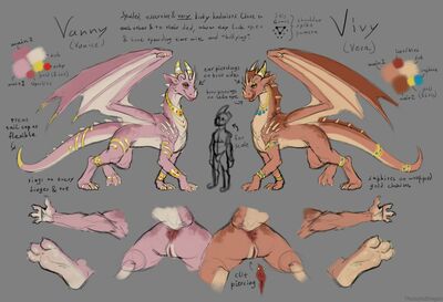 Vanny and Vivy
art by thejoyfuldragon
Keywords: dragoness;female;feral;solo;vagina;closeup;reference;thejoyfuldragon