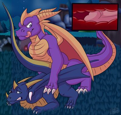 Spyro
art by themyst
Keywords: videogame;spyro_the_dragon;spyro;dragon;male;feral;anthro;M/M;penis;from_behind;anal;internal;themyst