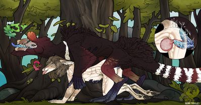 Beast in the Woods
art by theroyalfowl
Keywords: dinosaur;theropod;furry;cervine;deer;male;female;anthro;M/F;penis;hemipenis;from_behind;vaginal_penetration;internal;ejaculation;orgasm;spooge;theroyalfowl