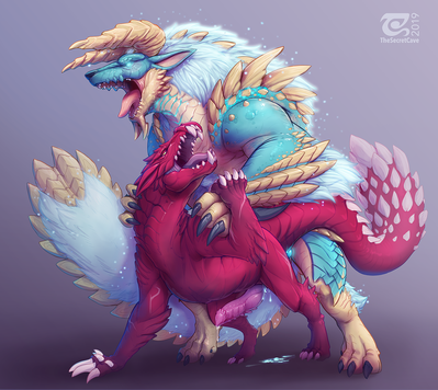 Odogaron and Zinogre Having Sex
art by the_secret_cave
Keywords: videogame;monster_hunter;odogaron;zinogre;dragon;wyvern;male;feral;M/M;penis;from_behind;anal;spooge;the_secret_cave