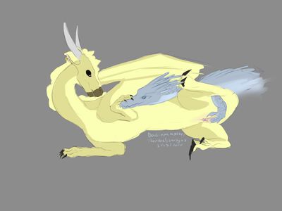 Blaze and Glacier (Wings_of_Fire)
art by thorthelizardgod
Keywords: wings_of_fire;sandwing;icewing;princess_blaze;queen_glacier;dragoness;female;feral;lesbian;fingering;masturbation;vaginal_penetration;thorthelizardgod