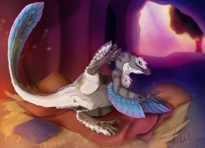 Warmth
art by thyvixie
Keywords: dinosaur;theropod;raptor;utahraptor;female;feral;solo;cloaca;thyvixie