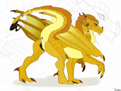 Sandwing (Wings_of_Fire)
art by tiama
Keywords: wings_of_fire;sandwing;dragoness;female;feral;solo;vagina;presenting;tiama