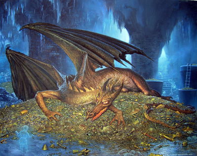 A Conversation With Smaug
art by ted_nasmith
Keywords: lord_of_the_rings;lotr;dragon;male;smaug;feral;solo;hoard;non-adult;ted_nasmith